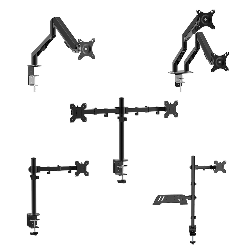 Charmount 노트북 및 모니터 스탠드 암 마운트 듀얼 모니터 암 마운트 컴퓨터 모니터 브래킷 지원 데스크 마운트 스탠드