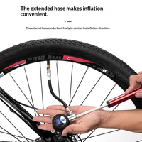 Pompe à vélo mini en alliage d'aluminium en gros avec écran LCD numérique, 120 PSI, haute pression, pompe à air portable, manomètre, double valve