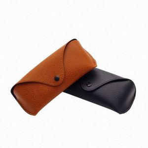 Étuis à lunettes rétro personnalisés avec logo pour lunettes de soleil et lunettes de vue, en cuir PU semi-rigide marron et noir - Product Image 2