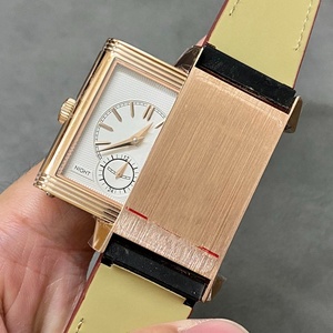 Reloj de Pulsera de Cuarzo Cuadrado Reversible Art Deco para Hombre, Nuevo, Premium, OEM ODM, Correa de Cuero Marrón, Resistente al Agua, Estilo Vintage - Product Image 3