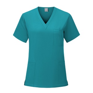 HZMNOI Scrub Tops Unisex Short Sleeve V-Neck Moisture Wicking Medical Workwear For Doctors Nurses Veterinary Hospital Uniforms - Product Image 5