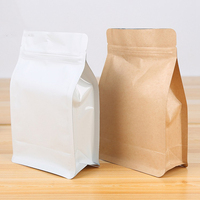 Pochette en papier Kraft brun scellé à chaud, emballage à fermeture éclair pour café grains de fruits secs, unités