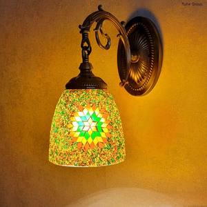 Handmade <b>Art</b> Lampshade Wall Lamp LED Light Source Iron <b>Body</b> Stained Glass Shade-Modern Living Room Wall-Mounted Dimmable Lamp - Product Image 4
