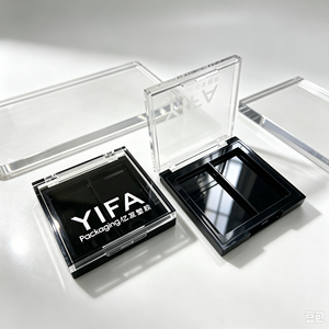 <b>Empty</b> Black 2‑Grid Powder Compact Case With Mirror Custom Square <b>Empty</b> Eyeshadow Blush Makeup Palette Container - Product Image 5