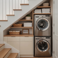 Meubles de rangement modernes pour escaliers, gain de place, en panneaux de particules, écologiques, durables, à assembler, polyvalents pour buanderie et salle de bain