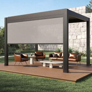 Auvents de patio motorisés rétractables de 3 m, panneaux latéraux fermés, polyester, protection contre les intempéries, <span class=keywords><strong>moustiquaire</strong></span>, télécommande - Product Image 5