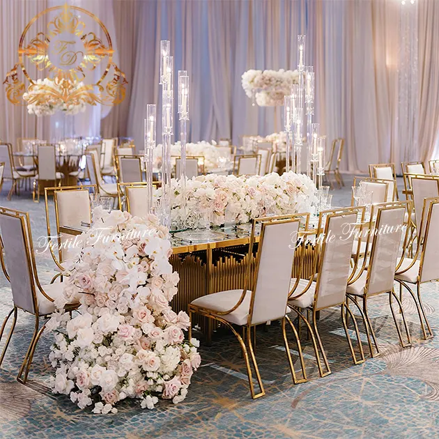 Furnitur makan logam dirancang untuk kursi pernikahan pengantin elegan Acara