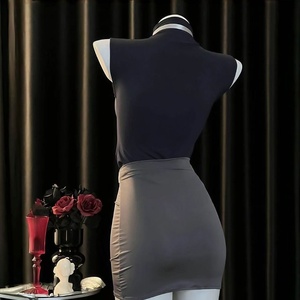Conjunto de Lencería Sexy de Secretaria, Uniforme OL, Puro Deseo, Pasión en el Dormitorio, Sin Desprenderse, Tallas Grandes, Poliéster Dobby, ODM - Product Image 3