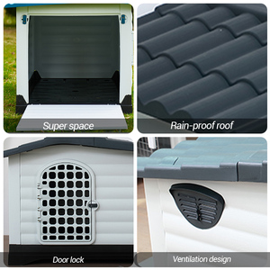 Casa para Perros Grande, Moderna, de Plástico Sólido de Lujo para Exteriores, Resistente a la Intemperie, Base Elevada, Ventilación, Diseño Tipo Toca de Árbol, para Todo Tipo de Clima - Product Image 4