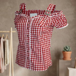 2024 <b>Women</b> <b>Red</b> Bavarian Blouse German Oktoberfest Fancy Dress Costume (oktoberfest Trachten Medier) - Product Image 3