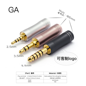 Jack Earphone GA Berlapis Emas 4.4mm 3.5mm 2.5mm Baru <span class=keywords><strong>Output</strong></span> AC Logo Dapat Disesuaikan - Product Image 2
