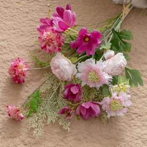 Bouquet de fleurs artificielles CallaFloral, roses blanches et roses, tissu tissé en plastique, décoration d'intérieur, accessoires de mariage CF02146 - Product Image 3