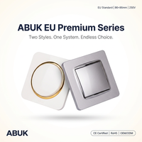 Abuk yüksek kalite ab avrupa PC 86 yuvarlak kare Panel 1 Gang 2 yollu mekanik elektrik güç ışığı duvar anahtarları ve prizler