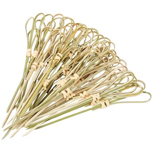 Brochettes de viande en bambou jetables et sans danger, accessoires de barbecue, bâtonnets plats en bambou - Product Image 1