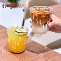 Gobelets en plastique PET transparents à fond rond en forme de U, personnalisés avec logo, 10 oz, 12 oz, 14 oz, pour boissons glacées, café, thé