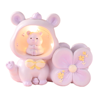 Veilleuse LED à piles en résine style Instagram avec animaux mignons, support de rangement pour stylos, décoration de bureau, ornement pour enfants