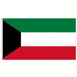 3x5Ft Kuwait <b>Flag</b> Polyester With Two Brass Grommets Single Layer Wall Hanging Outdoor and Indoor Decor - Product Image 1