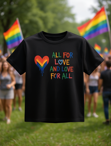 T-Shirt Nera da Donna LGBTQ+ Pride con Stampa Cuore Arcobaleno, Girocollo, Manica Corta, Stile Casual, Lavabile in Lavatrice, 100% Cotone - Product Image 2