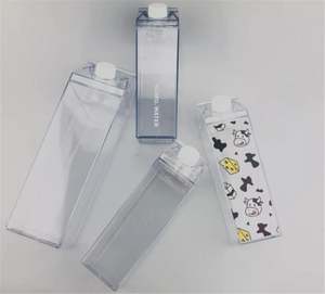 Best Selling Plastic Square 500ml/750ml/1L/1.9L Leak-Proof Dishwasher Safe Party Use <b>Kids</b> Drinking <b>Water</b> <b>Bottle</b> Push-Pull Lid - Product Image 2