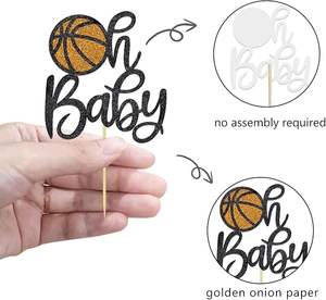 Adornos para Cupcakes de Baloncesto Oh Baby, Decoraciones para Cupcakes de Baby Shower, Cumpleaños, Temática Deportiva, Fiesta de Niños - Product Image 2