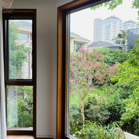 Fenêtres de maison DEMEA aux normes australiennes avec moustiquaire, fenêtre à battant en bois recouvert d'aluminium à rupture de pont thermique de haute qualité