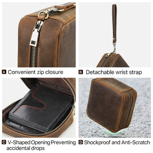 Boîte de <span class=keywords><strong>rangement</strong></span> pour <span class=keywords><strong>CD</strong></span> en cuir Crazy Horse rétro minimaliste, 56 <span class=keywords><strong>CD</strong></span>, avec bracelet détachable, organiseur de <span class=keywords><strong>CD</strong></span> portable pour les voyages - Product Image 5