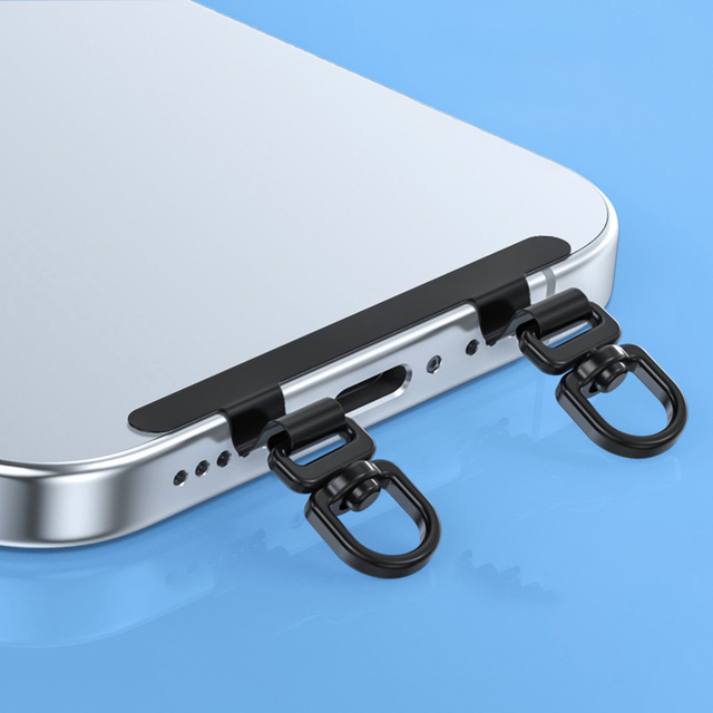Universal Stainless Steel Slip D-Ring Mobile Phone Strap Phone Lanyard with Rope Shape Metal Clip Mobile Phone Tether Tab