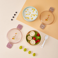 Lebensmittelsichere Isolierte Zweistufige 2-Fächer Große Kapazität Spülmaschinenfeste Moderne Deckel-Kunststoff Warmhaltende Runde Lunchbox für