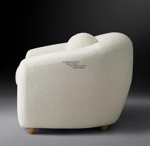 Fauteuil rond moderne de <span class=keywords><strong>luxe</strong></span> en laine crème ivoire, élégant, avec accoudoirs, en tissu bouclé, pour salon - Product Image 3