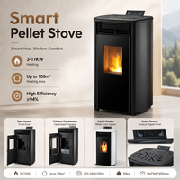 Poêle à granulés en acier de conception nouvelle, chauffage autonome d'intérieur avec ventilateur à convection pour la maison, les espaces de vie et les bureaux