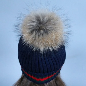 Mũ Mùa Đông Dệt Kim Dày Mũ Lông Gấu Trúc Pompom Lông Lớn Mũ Lông <span class=keywords><strong>Bobble</strong></span> Cho Người Lớn - Product Image 3