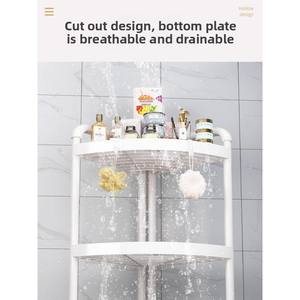 Étagère d'angle mobile à trois niveaux en plastique pour salle de bain, avec rangement pour usage domestique - Product Image 4
