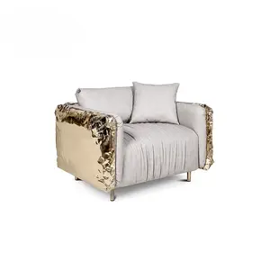 Handgemaakte Custom Klassieke Villa Hoge Kwaliteit Sofa Meubels Goud Italiaanse Luxe Lederen Fauteuil Woonkamer Sofa Set