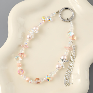 Butterfly Glass Handcrafted Phone Strap Angel Keyring Innovative Phone Lanyard for Daily Party and Evening Phone Decorations