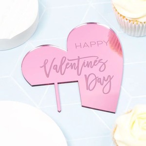 Decorazione per Torta in Acrilico a Forma di Cuore per Matrimoni, Anniversari, Feste, Decorazioni per Pasticceria con Incisione per San Valentino - Product Image 3