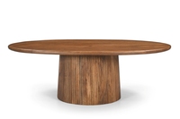 Table basse ovale en bois, plateau en bois de noyer marron clair, bois de mangue, mobilier de salon, collection à prix de gros