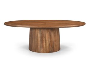 Table basse ovale en bois, plateau en bois de noyer marron clair, bois de mangue, mobilier de salon, collection à prix de gros - Product Image 2