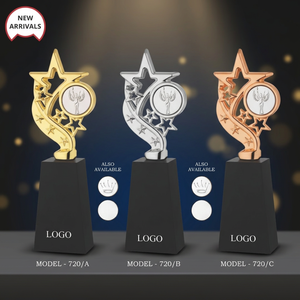 Trofeo de Metal Fundido a Presión Personalizado con Impresión UV, Grabado de Logotipo de Empresa, Premio Promocional para Ceremonias, Diseño Portátil, Base Negra - Product Image 1