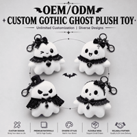 Fabricant de porte-clés en peluche fantôme gothique personnalisés OEM ODM, vente en gros de pendentifs de sac en peluche moelleux, approvisionnement direct usine
