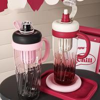Bouteille d'eau portable 950 ml avec infuseur à thé aux fruits, en plastique transparent changeant de couleur, avec poignée, pour femme, utilisation en extérieur