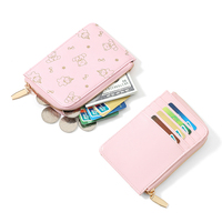 Dompet Kartu Wanita TAOMICMIC Bahan PU Motif Beruang Segar dengan Ritsleting, Banyak Slot Kartu, Tempat Koin, Kantong Kartu Akses Portabel