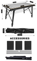 Table de Camping Pliante Portable et Réglable en Hauteur pour Pique-nique, Barbecue, IGT, Voiture et Voyage