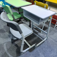 Ensemble chaise et bureau d'étude réglables en hauteur pour étudiants, table de classe avec tiroir de rangement pour livres, mobilier scolaire stable en métal