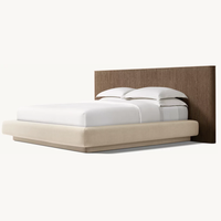 Lit double de luxe moderne RH pour chambre à coucher, cadre de lit en bois massif, tailles personnalisables, mobilier