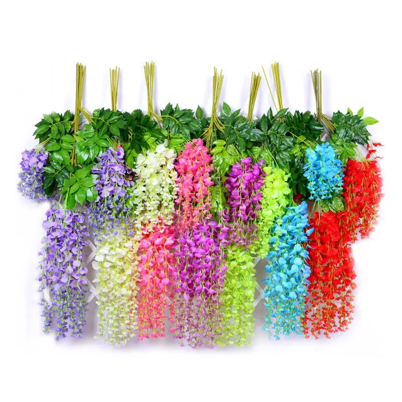 Decorazione di cerimonia nuziale Viola jual bunga falso lampadario glicine garland attaccatura del rattan fiori di glicine artificiale