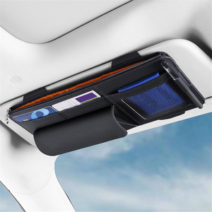 मल्टी-पॉकेट नपा चमड़े के सनग्लास धारक, विजर कार्ड क्लिप के साथ - Product Image 1