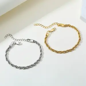 <span class=keywords><strong>Toppik</strong></span>-pulsera de cadena de acero inoxidable para hombre, brazalete hecho a mano de 5MM, chapado en oro - Product Image 1
