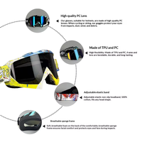 Lunettes de cyclisme sans monture Full Frame PC pour moto et ski, coupe-vent, respirantes, protection UV, certifiées CE, utilisation jour/nuit