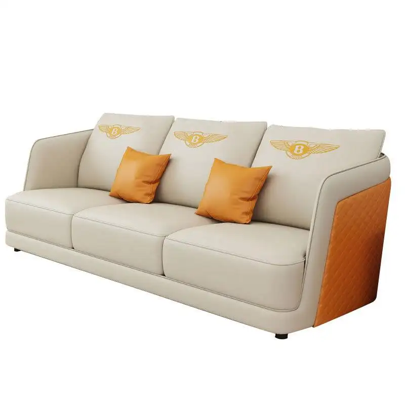 Hai Chỗ Ngồi Sofa Da Cổ Điển Chờ Đợi Trắng Wohnzimmer Ghế Sofa Gỗ Đặt Đồ Nội Thất Phòng Khách Sofa