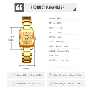 Montre pour femme élégante et simple avec cadran carré rétro, étanche, en acier inoxydable, luxueuse, tendance, à quartz - Product Image 5